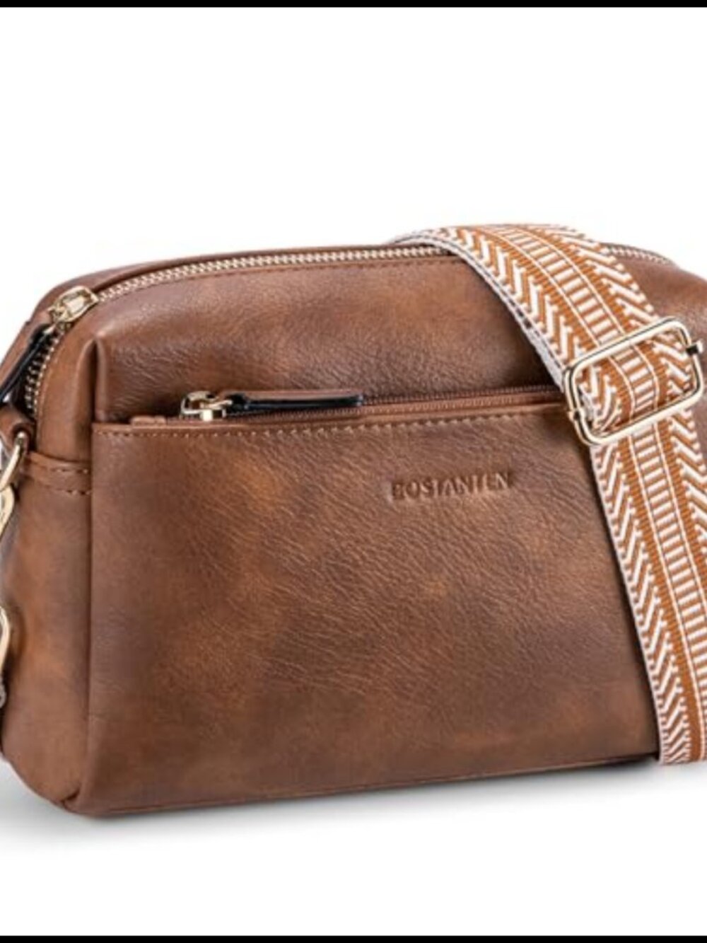 Small Crossbody Bag Vegan Leather Multiple Pockets Guitar Strap